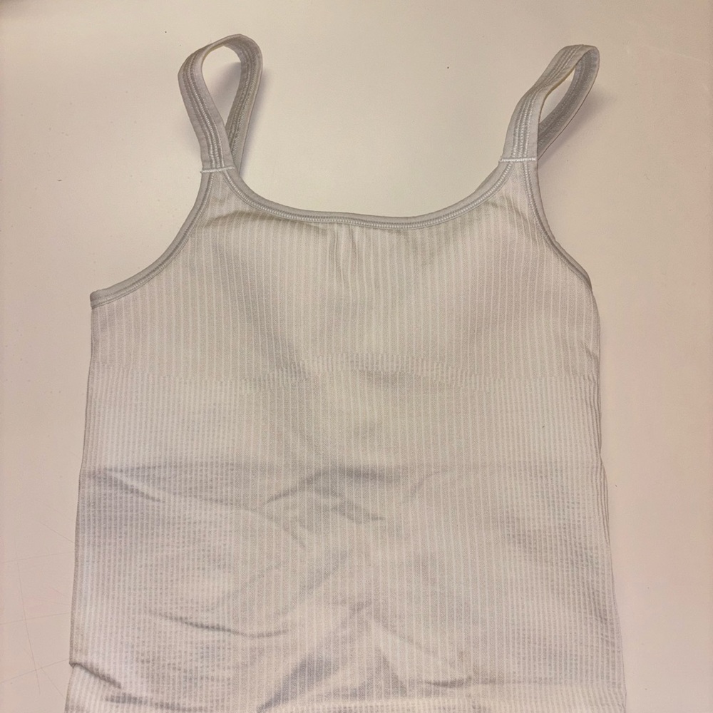 White Ribbed Women's Tank Top